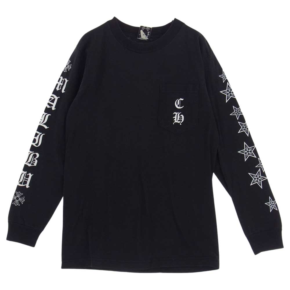 CHROME HEARTS クロムハーツ（原本無） USA製 ロングスリーブ 長袖 カットソー ポケット バックプリント  ブラック系 S【中古】