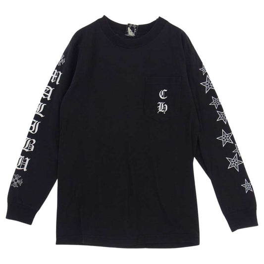 CHROME HEARTS クロムハーツ（原本無） USA製 ロングスリーブ 長袖 カットソー ポケット バックプリント  ブラック系 S【中古】