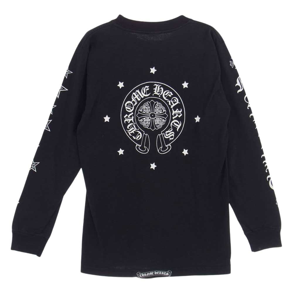 CHROME HEARTS クロムハーツ（原本無） USA製 ロングスリーブ 長袖 カットソー ポケット バックプリント  ブラック系 S【中古】