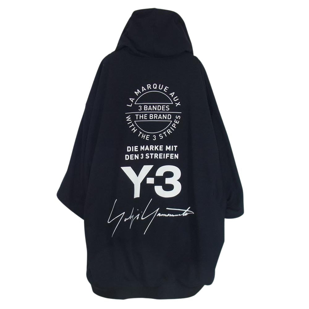 Yohji Yamamoto ヨウジヤマモト 18SS  CY8437 Y-３ ワイスリー 3BRANDES GRAPHIC OVERSIZED HOODIE バックブランドロゴ オーバーサイズ フルジップ パーカー ブラック系 M【中古】