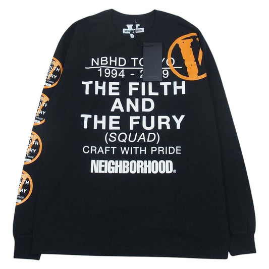NEIGHBORHOOD ネイバーフッド 19SS × VLONE ヴィーロン ロングスリーブ Tシャツ カットソー  ブラック系 M【極上美品】【中古】