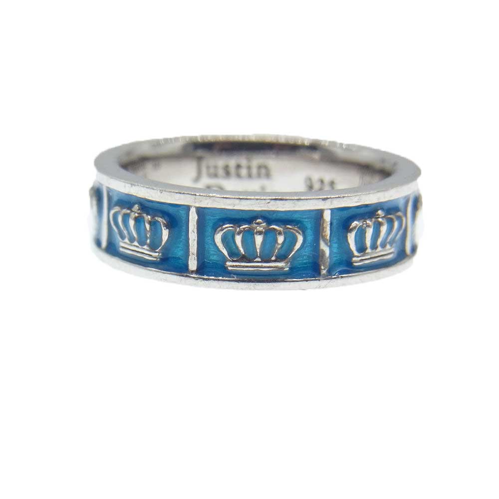 Justin Davis ジャスティンデイビス SRJ695 3 BLUE OBSESSION オブセッション クラウン ブルー リング シルバー系 ライトブルー系 9号【中古】