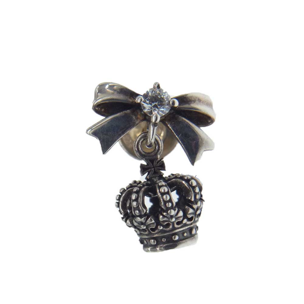 Justin Davis ジャスティンデイビス SEJ351 PETIT FADEIT プチ フェイドイット クラウン リボン ピアス 片耳 シルバー系【中古】