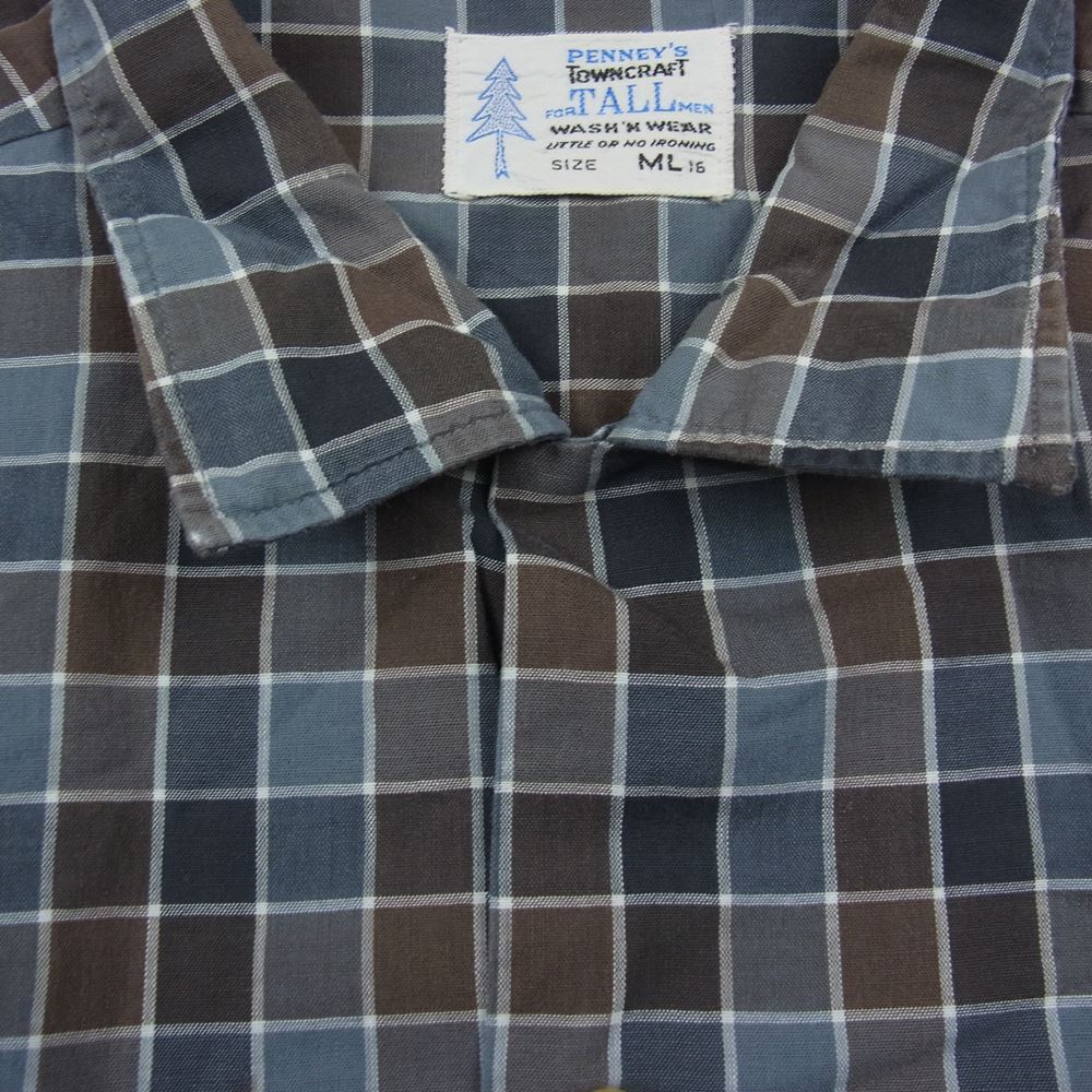 ペニーズ TOWNCRAFT タウンクラフト 長袖 チェック シャツ グレー系 ブラウン系 グレー系 ML【中古】