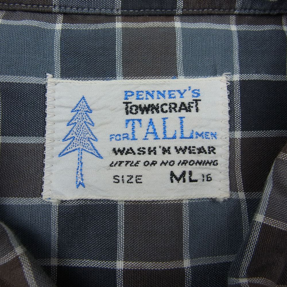 ペニーズ TOWNCRAFT タウンクラフト 長袖 チェック シャツ グレー系 ブラウン系 グレー系 ML【中古】