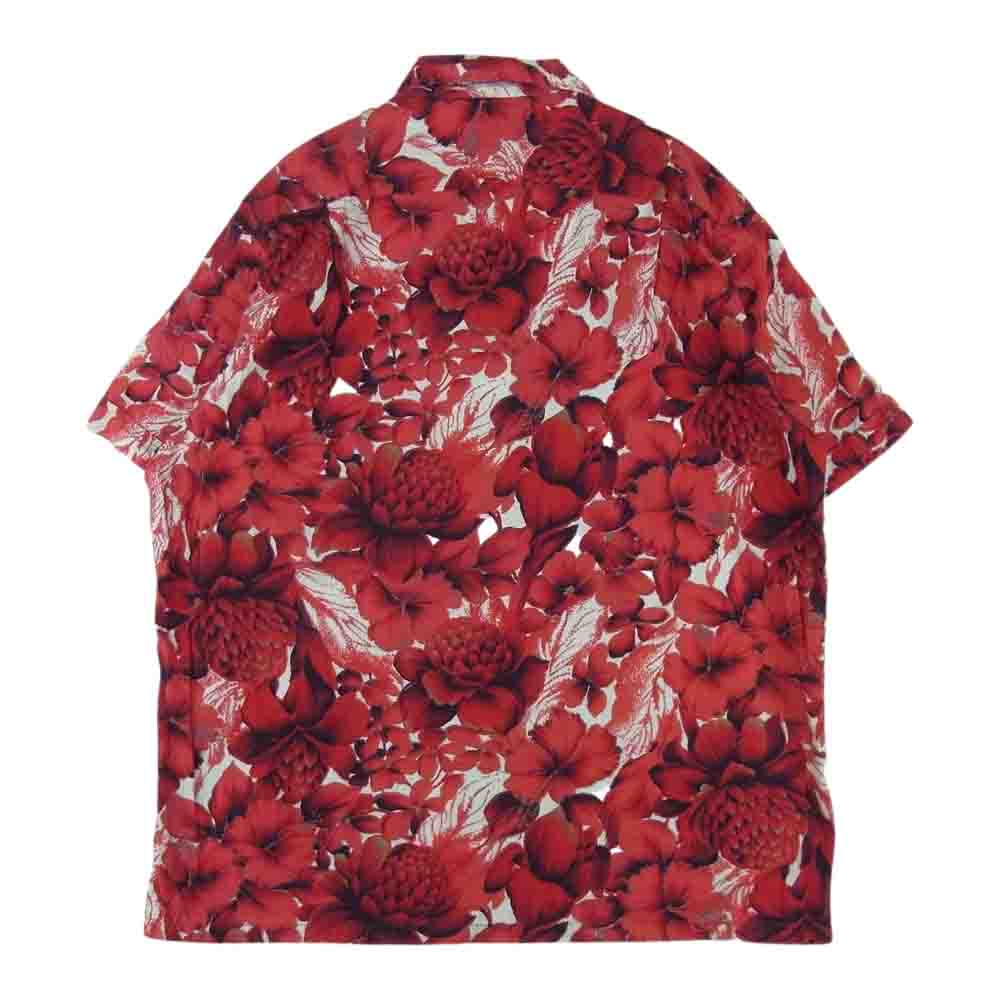 シアーズ ヴィンテージ 花柄 オープンカラー 半袖 シャツ コットン レッド系 L【中古】