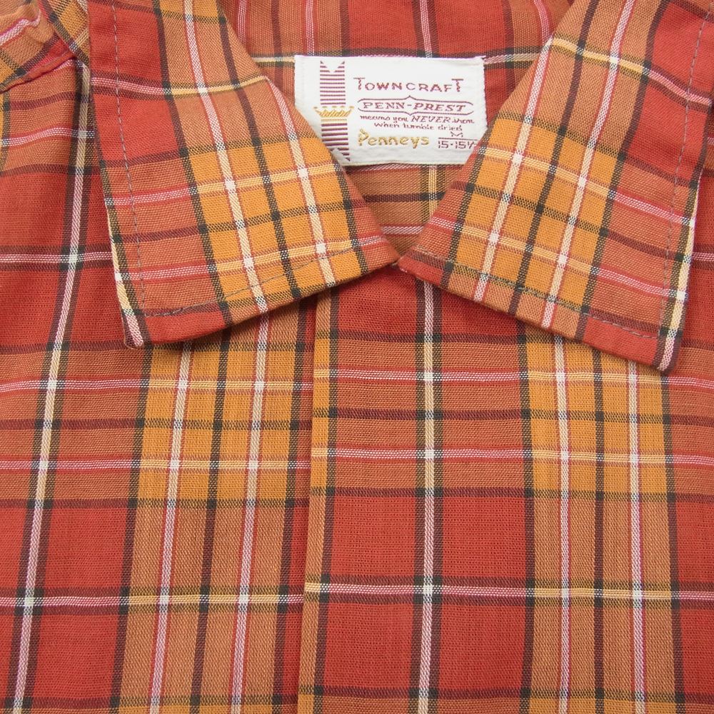ペニーズ TOWNCRAFT タウンクラフト 長袖 チェック シャツ オレンジ系 オレンジ系 M【中古】