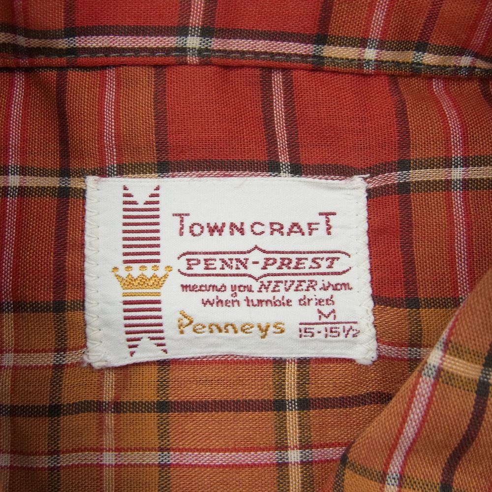 ペニーズ TOWNCRAFT タウンクラフト 長袖 チェック シャツ オレンジ系 オレンジ系 M【中古】