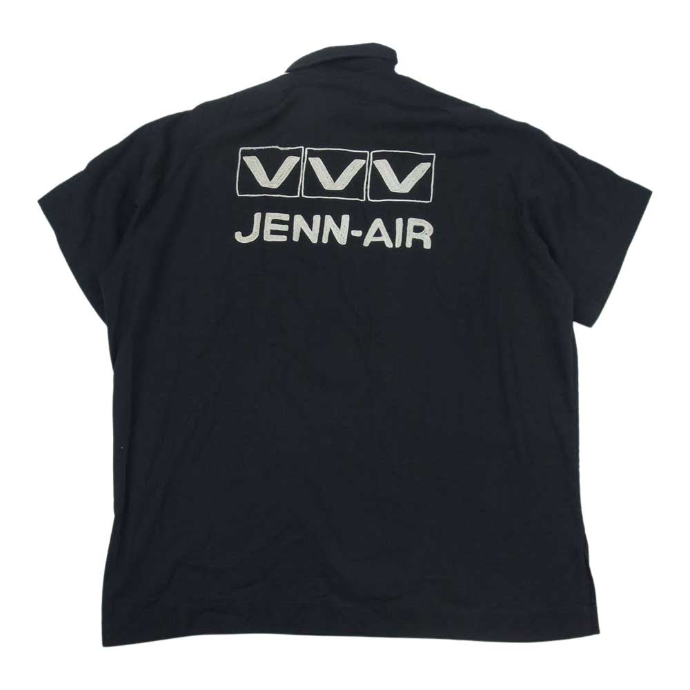 ヒルトン 70s 80s ヴィンテージ 半袖 ボーリング シャツ 刺繍  ブラック系 L【中古】