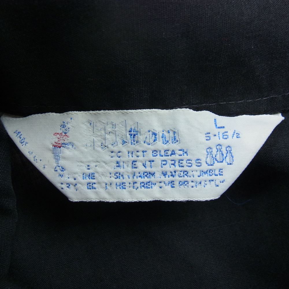 ヒルトン 70s 80s ヴィンテージ 半袖 ボーリング シャツ 刺繍  ブラック系 L【中古】