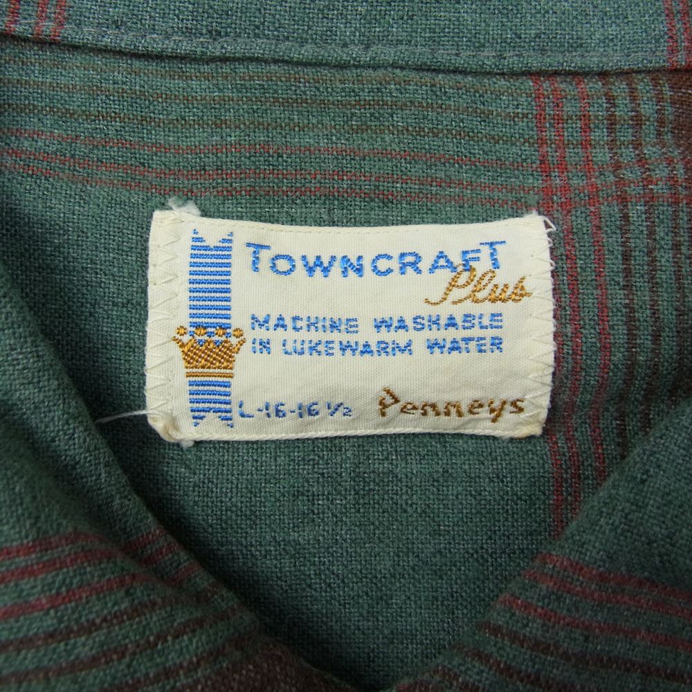 ペニーズ TOWNCRAFT タウンクラフト 長袖 チェック シャツ グリーン系 カーキ系 L【中古】