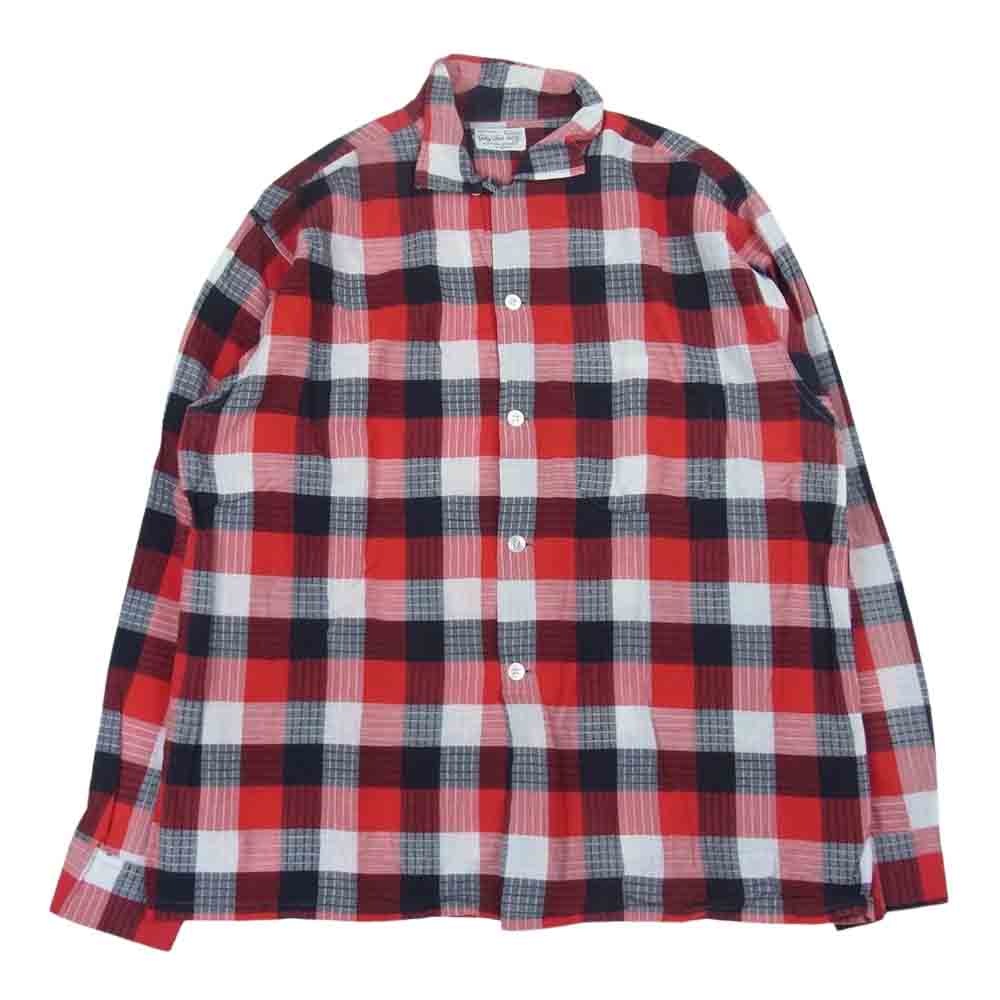 ガレーアンドロード 60s オープン カラー 長袖 チェック シャツ レッド系 L【中古】
