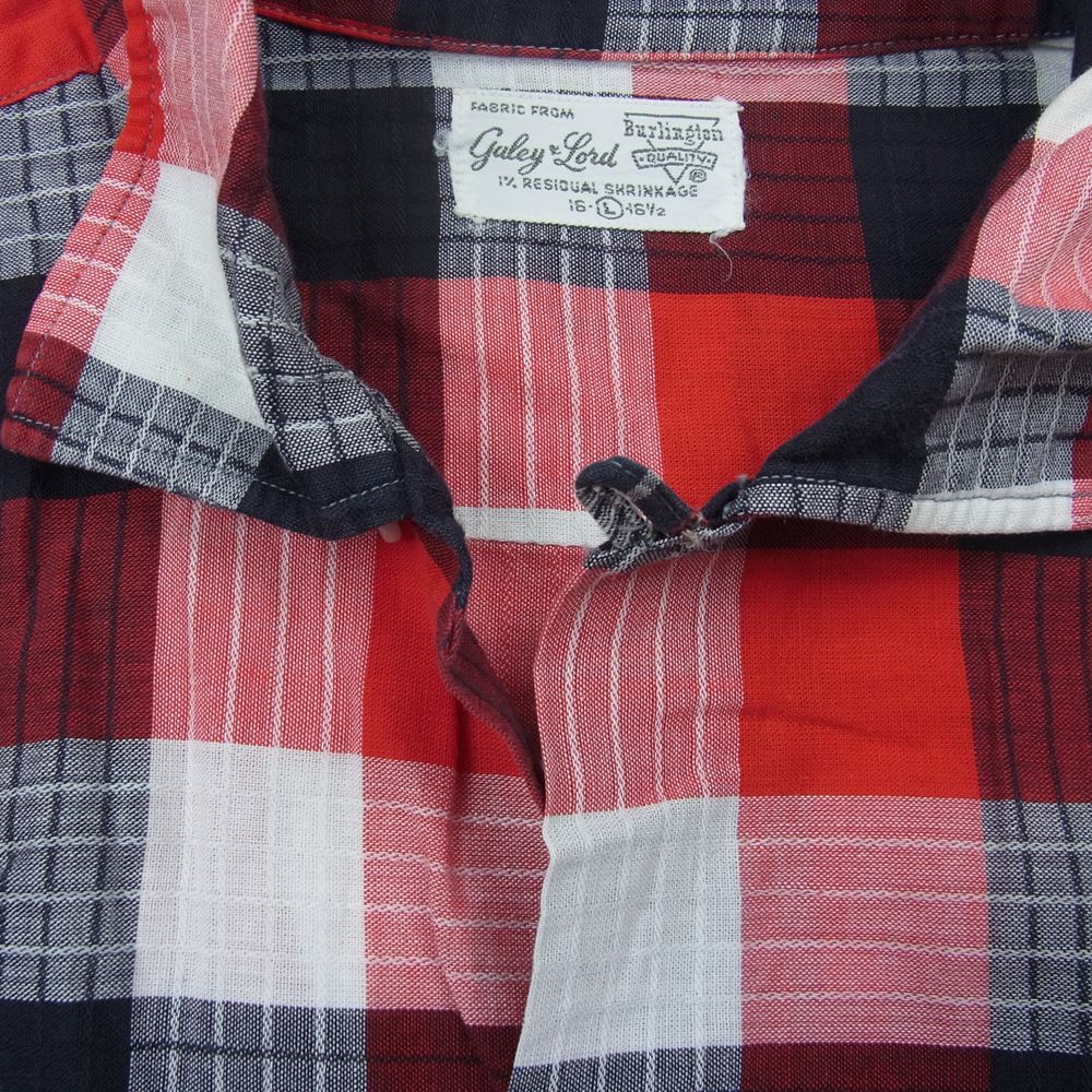 ガレーアンドロード 60s オープン カラー 長袖 チェック シャツ レッド系 L【中古】
