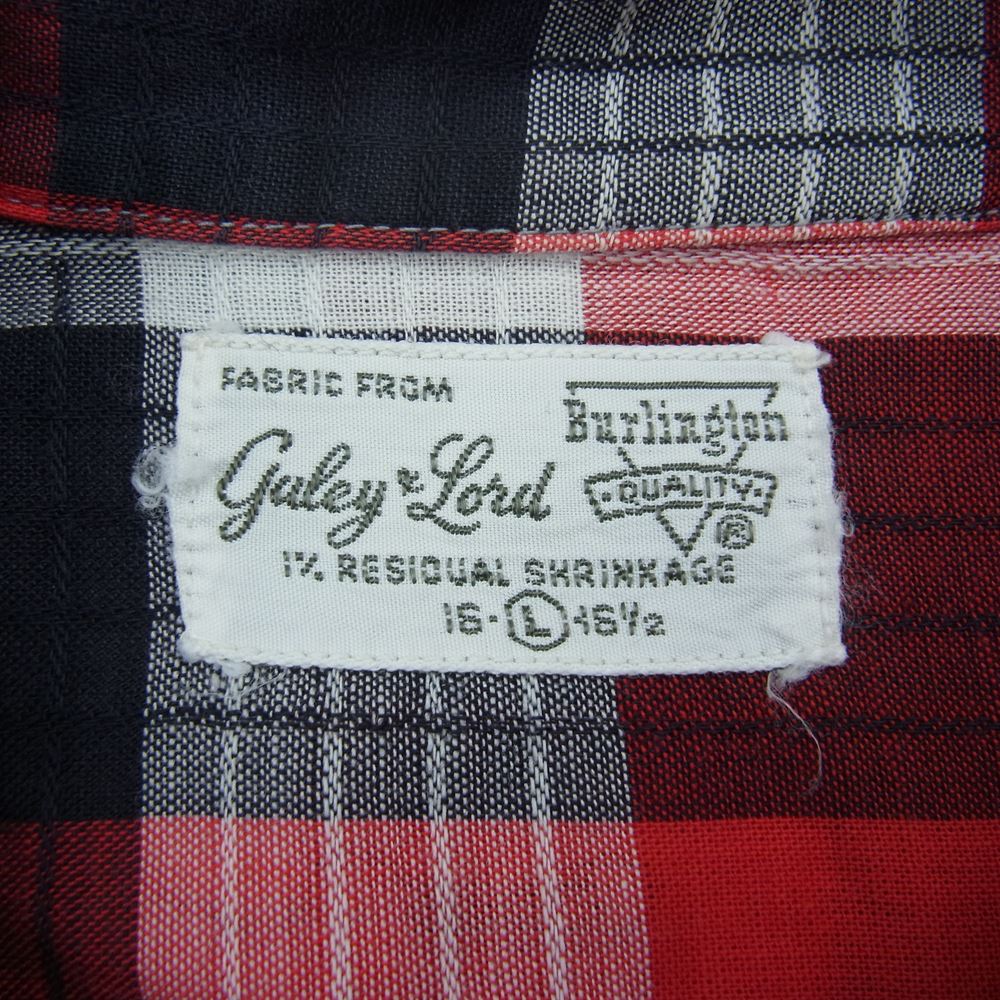 ガレーアンドロード 60s オープン カラー 長袖 チェック シャツ レッド系 L【中古】