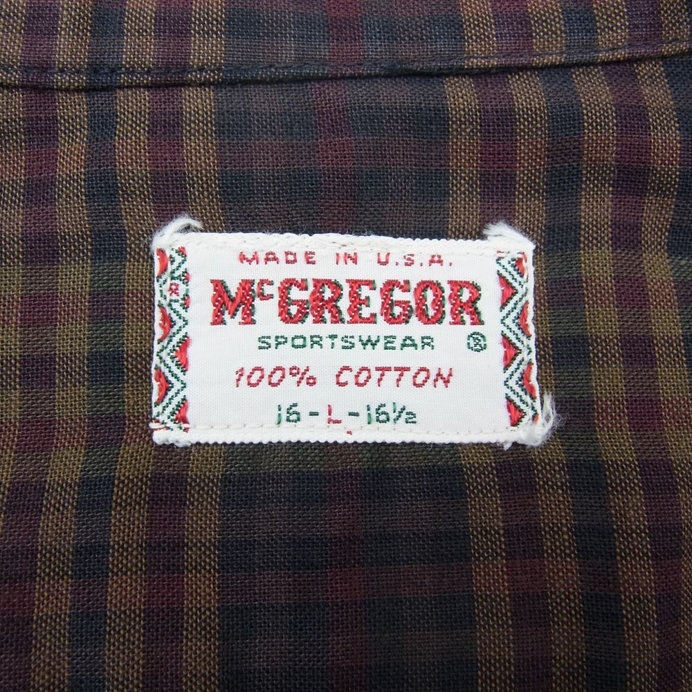 マクレガー  60s オープン カラー チェック シャツ ブラウン系 L【中古】