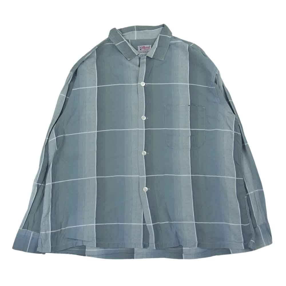 バッド バーマ 50s 60s チェック 柄 長袖 オープンカラー シャツ  グレー系 XL【中古】