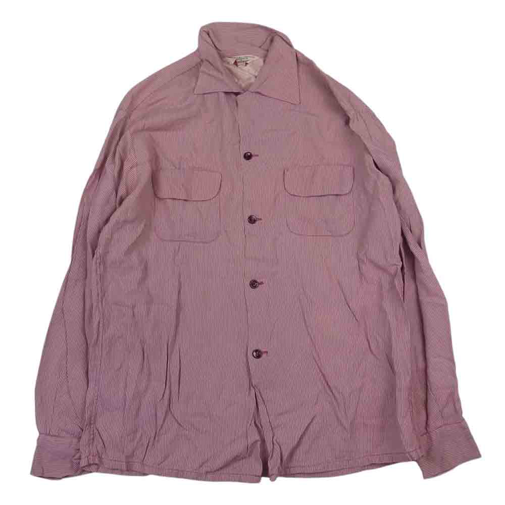 ペニーズ TOWNCRAFT タウンクラフト 長袖 ストライプ シャツ  レッド系 L【中古】