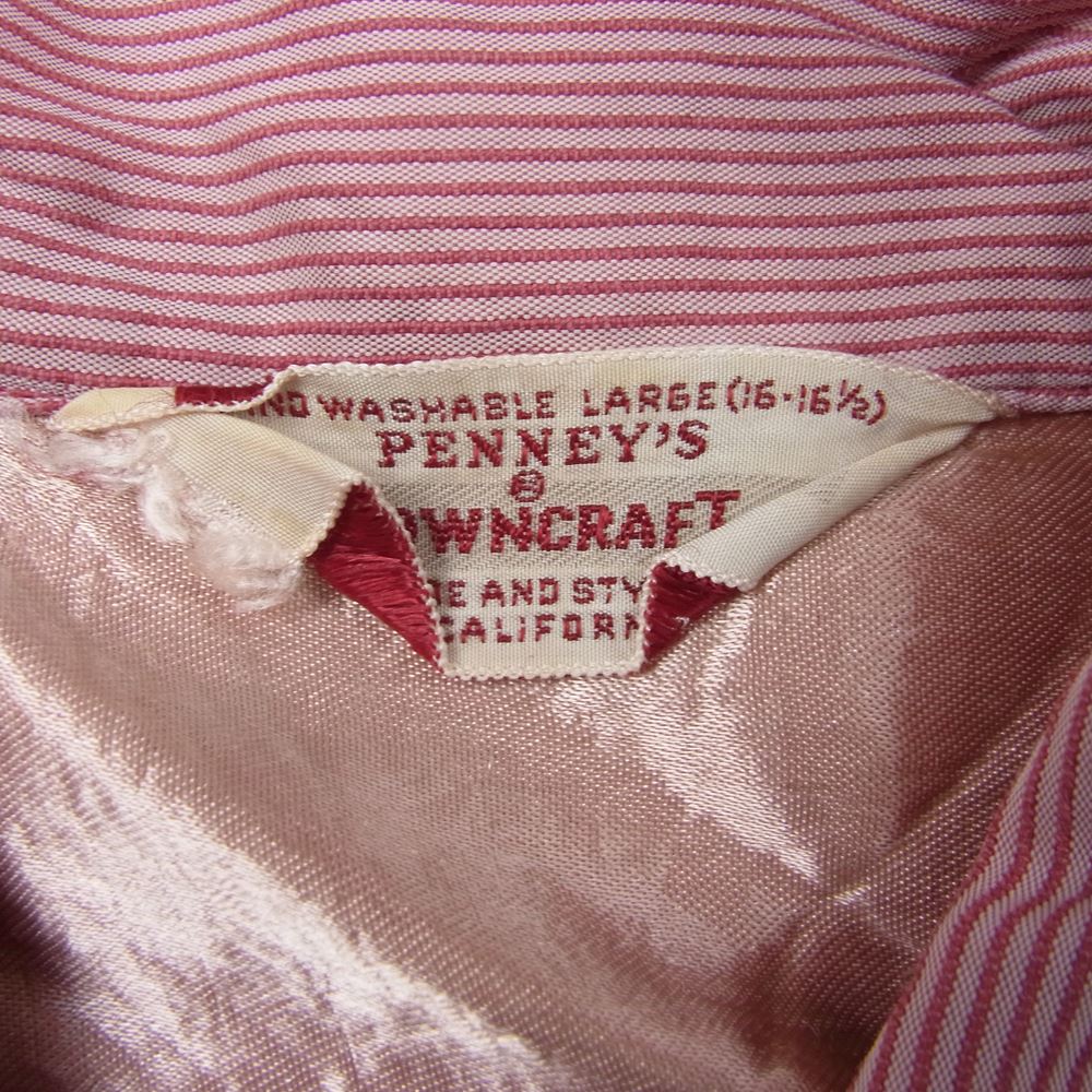 ペニーズ TOWNCRAFT タウンクラフト 長袖 ストライプ シャツ  レッド系 L【中古】