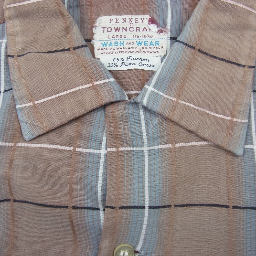 ペニーズ TOWNCRAFT タウンクラフト 長袖 チェック シャツ ブラウン系 ブラウン系 L【中古】