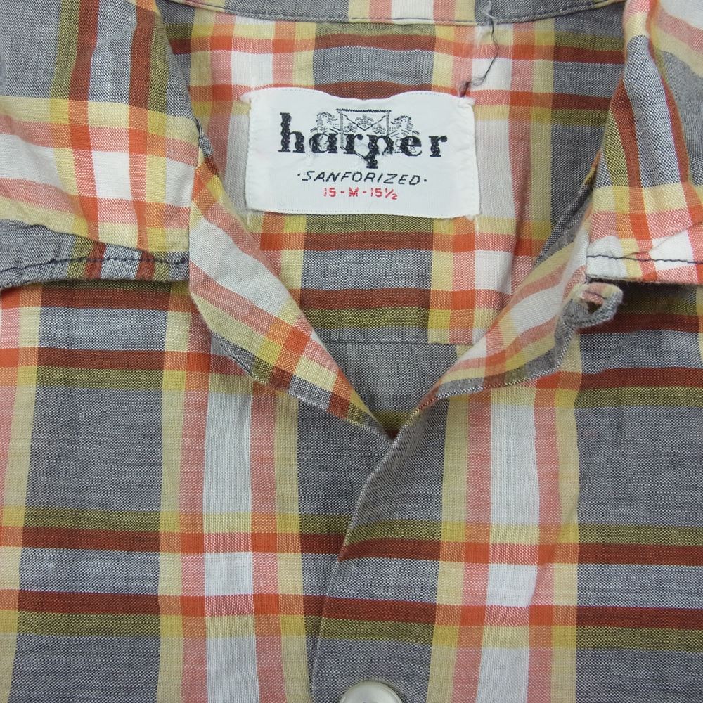ハーパー 60s オープンカラー 長袖 チェック シャツ マルチカラー系 M【中古】