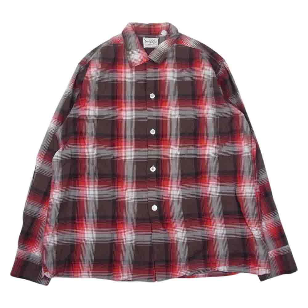 ガレーアンドロード 50s 60s チェック 柄 長袖 コットン オープンカラー シャツ  レッド系 L【中古】