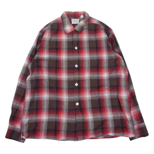 ガレーアンドロード 50s 60s チェック 柄 長袖 コットン オープンカラー シャツ  レッド系 L【中古】