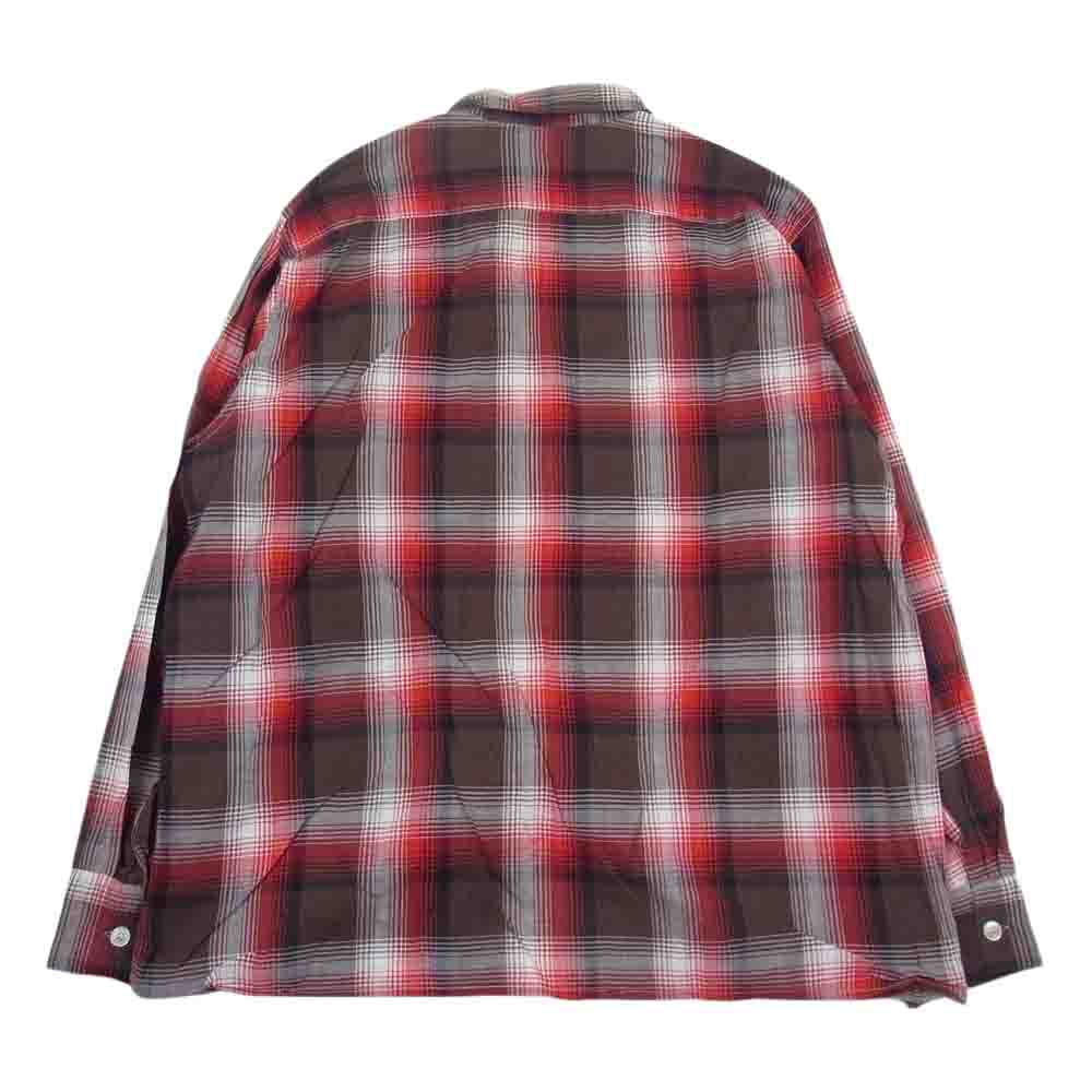 ガレーアンドロード 50s 60s チェック 柄 長袖 コットン オープンカラー シャツ  レッド系 L【中古】