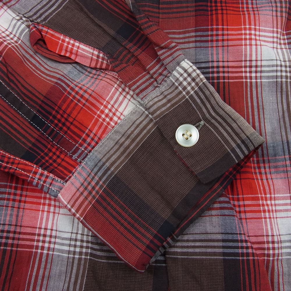 ガレーアンドロード 50s 60s チェック 柄 長袖 コットン オープンカラー シャツ  レッド系 L【中古】