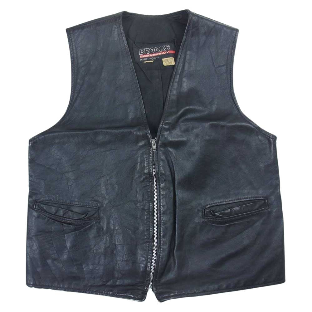 ブルックス 70s ヴィンテージ レザーベスト TALON ZIP ブラック系【中古】