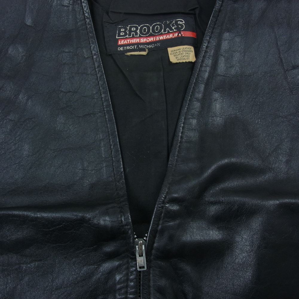 ブルックス 70s ヴィンテージ レザーベスト TALON ZIP ブラック系【中古】