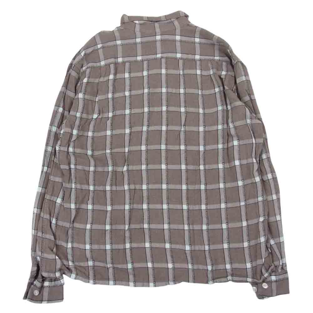 キャンパス 50s 60s 盾タグ オープンカラー チェック シャツ 開襟 ブラウン系 L【中古】