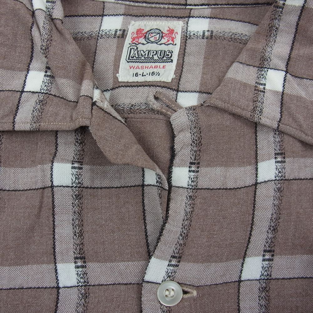 vintage 50s チェックシャツ　オープンカラー　アメカジ　開襟