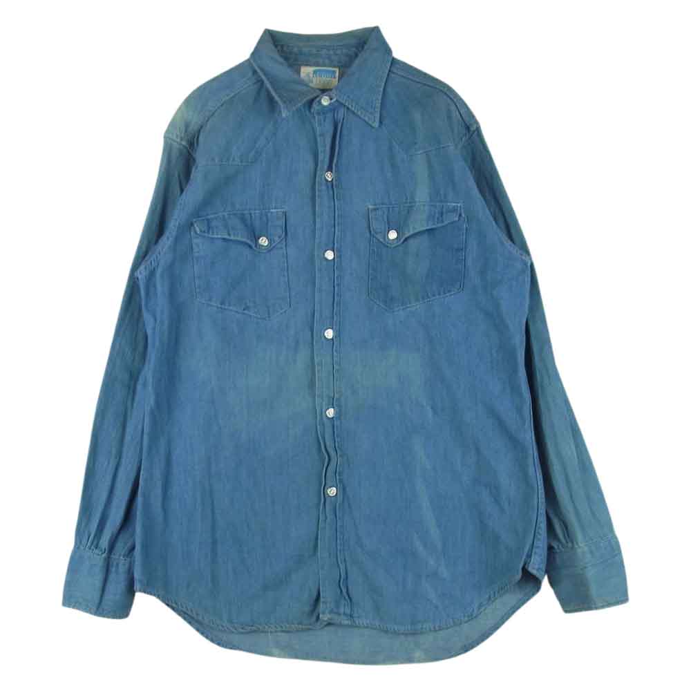 モンゴメリーワード 60s ~ 80s 101タグ 長袖 デニム ウェスタン シャツ インディゴブルー系 サイズ表記なし【中古】