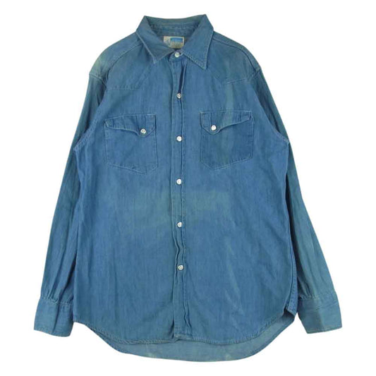 モンゴメリーワード 60s ~ 80s 101タグ 長袖 デニム ウェスタン シャツ インディゴブルー系 サイズ表記なし【中古】
