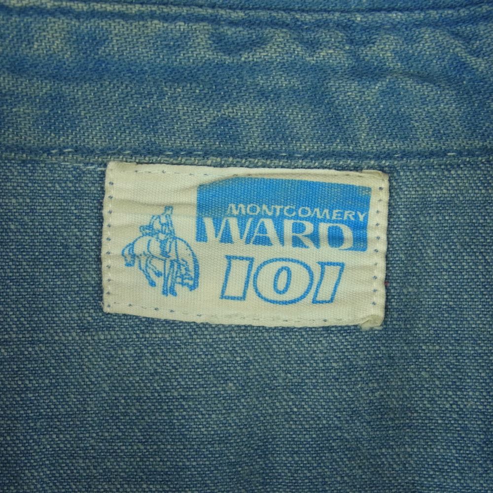 モンゴメリーワード 60s ~ 80s 101タグ 長袖 デニム ウェスタン シャツ インディゴブルー系 サイズ表記なし【中古】