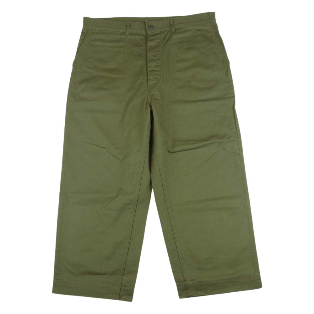 BUTCHER PRODUCTS ブッチャープロダクツ MILITARY CHINO ヘリンボーン ボタンフライ ミリタリー チノ パンツ カーキ系 36【中古】