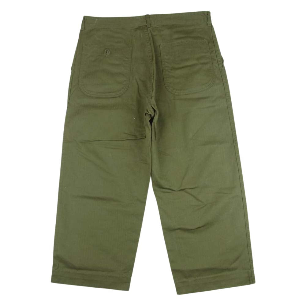 BUTCHER PRODUCTS ブッチャープロダクツ MILITARY CHINO ヘリンボーン ボタンフライ ミリタリー チノ パンツ カーキ系 36【中古】