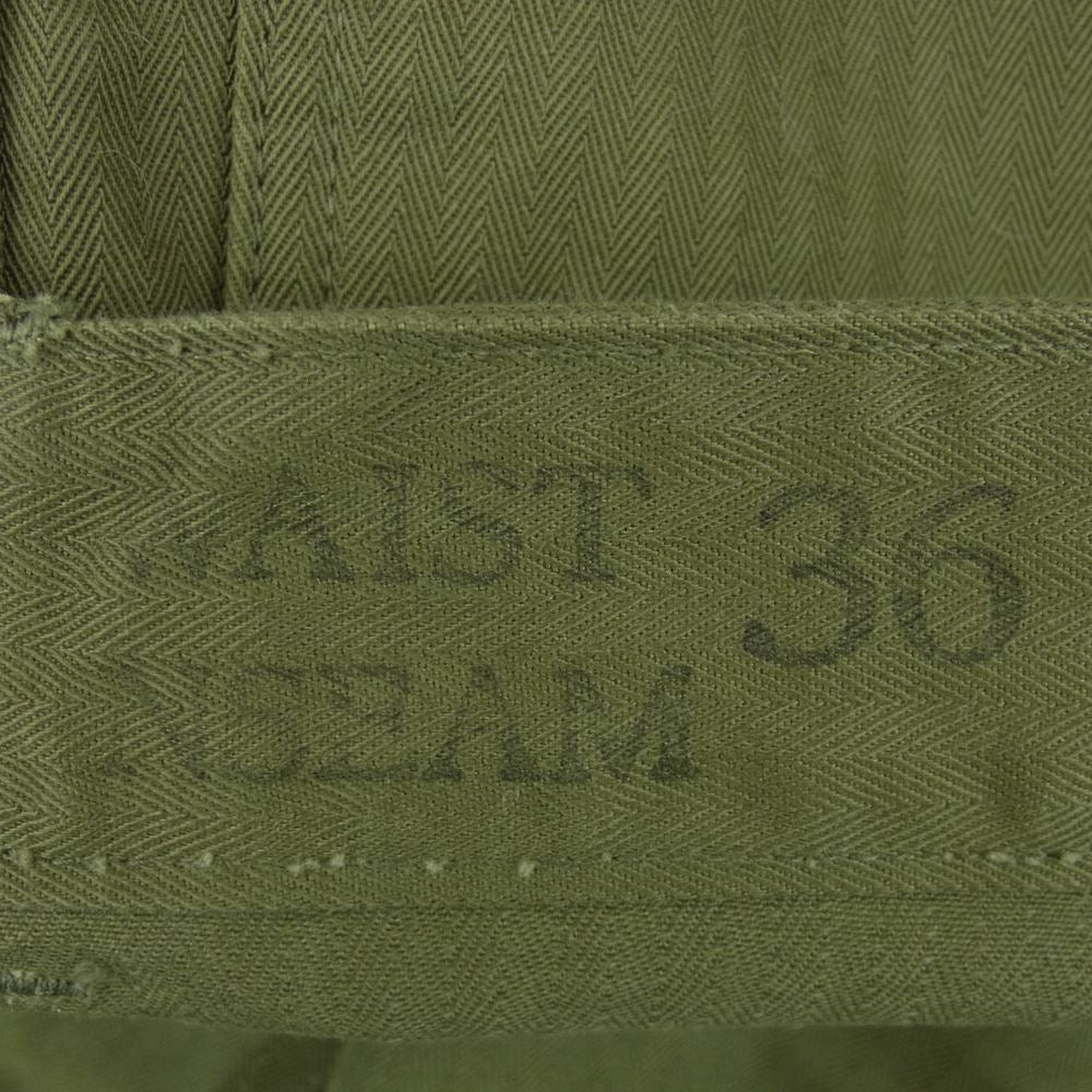 BUTCHER PRODUCTS ブッチャープロダクツ MILITARY CHINO ヘリンボーン ボタンフライ ミリタリー チノ パンツ カーキ系 36【中古】