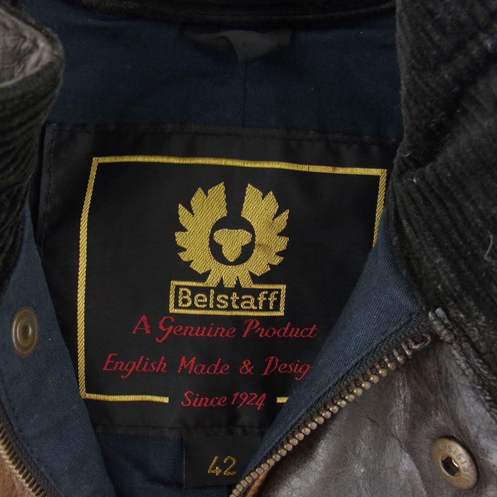BELSTAFF ベルスタッフ イタリア製 レザー シングル ライダース ジャケット ブラック系 ブラウン系 42【中古】