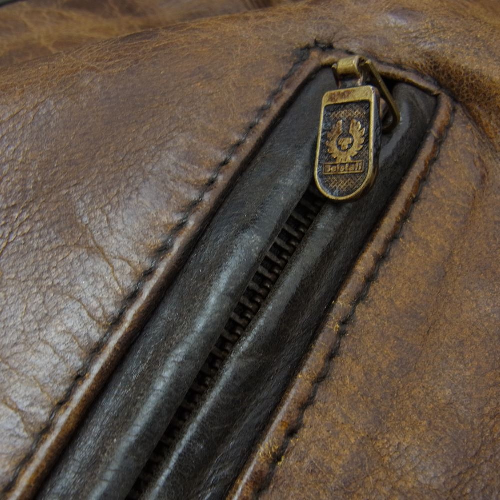 BELSTAFF ベルスタッフ イタリア製 レザー シングル ライダース ジャケット ブラック系 ブラウン系 42【中古】