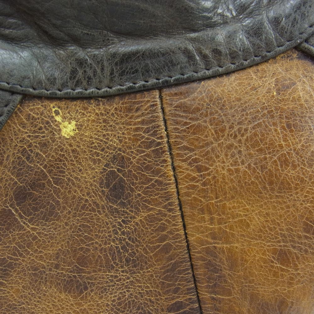 BELSTAFF ベルスタッフ イタリア製 レザー シングル ライダース ジャケット ブラック系 ブラウン系 42【中古】