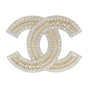 CHANEL シャネル B23S ココマーク ラインストーン ブローチ ゴールド系【美品】【中古】