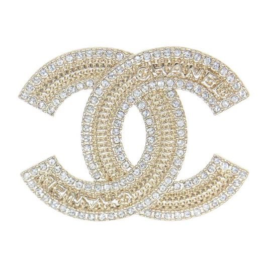 CHANEL シャネル B23S ココマーク ラインストーン ブローチ ゴールド系【美品】【中古】