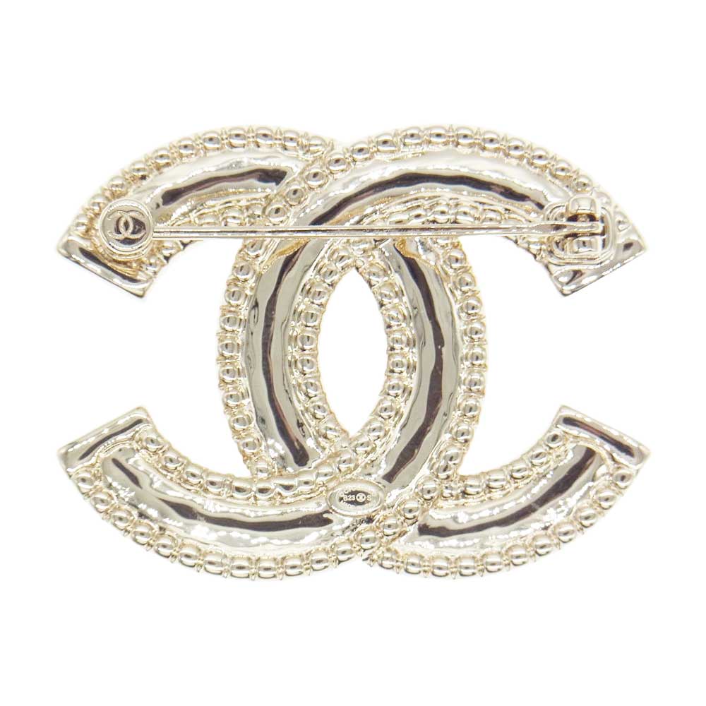 CHANEL シャネル B23S ココマーク ラインストーン ブローチ ゴールド系【美品】【中古】