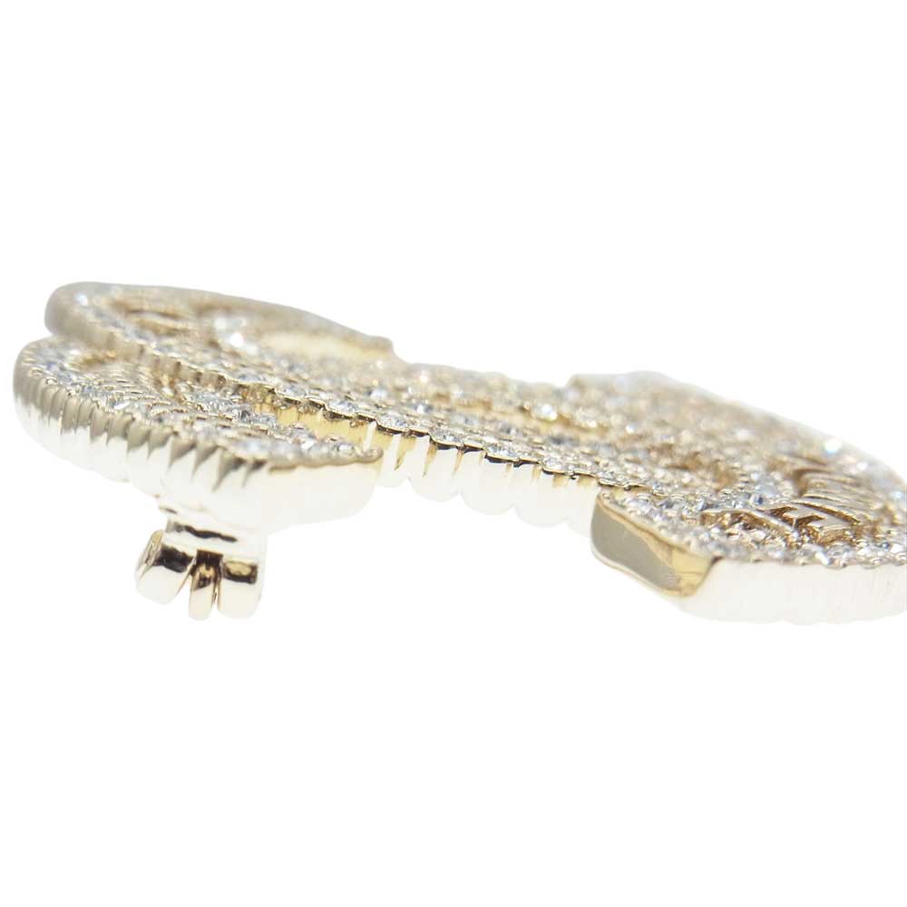 CHANEL シャネル B23S ココマーク ラインストーン ブローチ ゴールド系【美品】【中古】