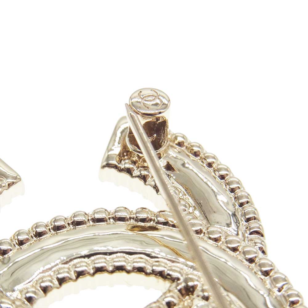 CHANEL シャネル B23S ココマーク ラインストーン ブローチ ゴールド系【美品】【中古】