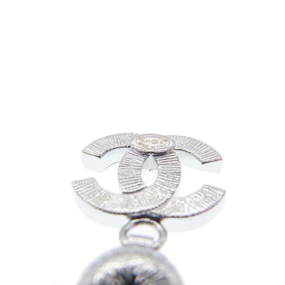 CHANEL シャネル B23S ココマーク ラインストーン スイング ピアス シルバー系【極上美品】【中古】