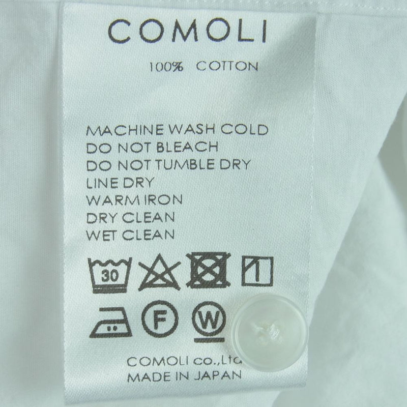 COMOLI コモリ 20SS R01-02001 コットン レギュラーカラー 長袖 シャツ コットン 日本製 ホワイト系 3【中古】