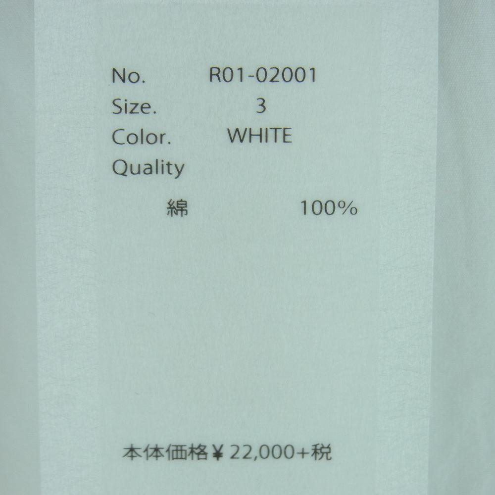 COMOLI コモリ 20SS R01-02001 コットン レギュラーカラー 長袖 シャツ コットン 日本製 ホワイト系 3【中古】