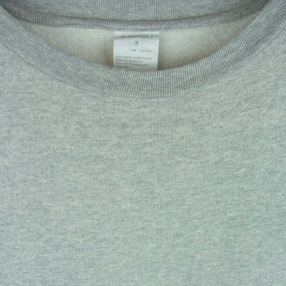 COMOLI コモリ 21SS T01-05002 裏起毛 クルーネック スウェット トレーナー コットン 日本製 グレー系 3【中古】
